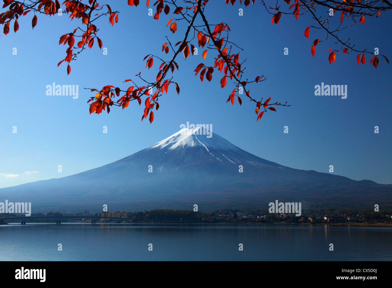 Mount Fuji view from Lake Kawaguchi-ko Japan Stock Photo