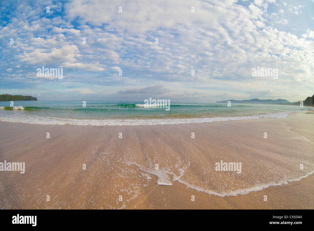 wide angle shot of tropical beach Stock Photo