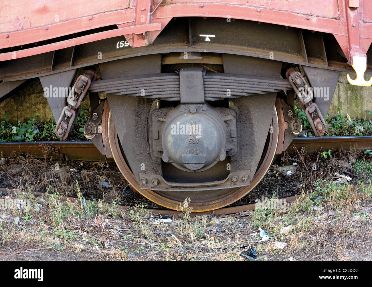 wheel of the train - fish eye Stock Photo