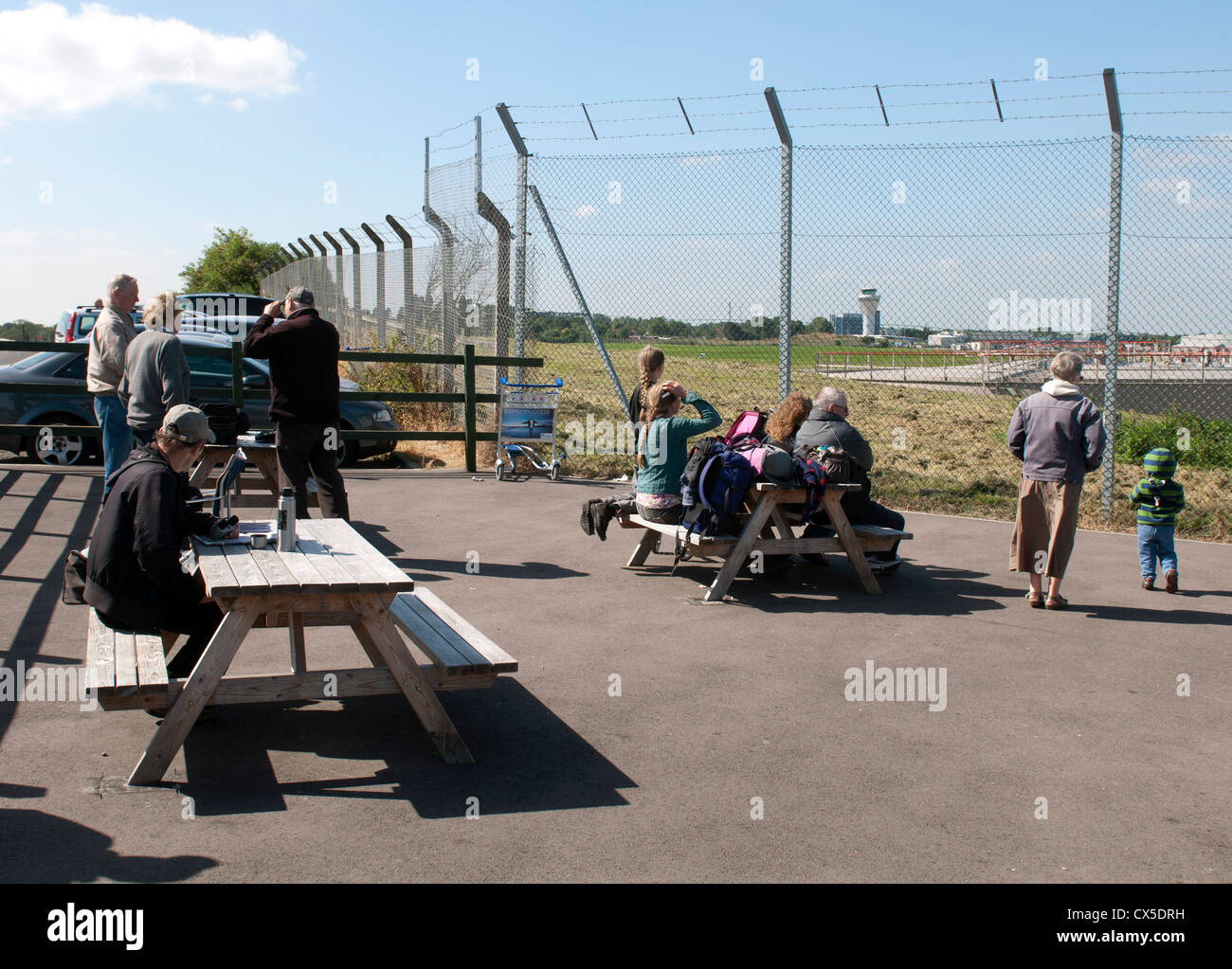 Public viewing area, Birmingham Airport, UK Stock Photo