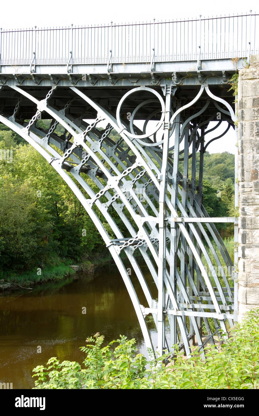 The Iron Bridge over the River Severn,showing detailed ironwork Stock Photo