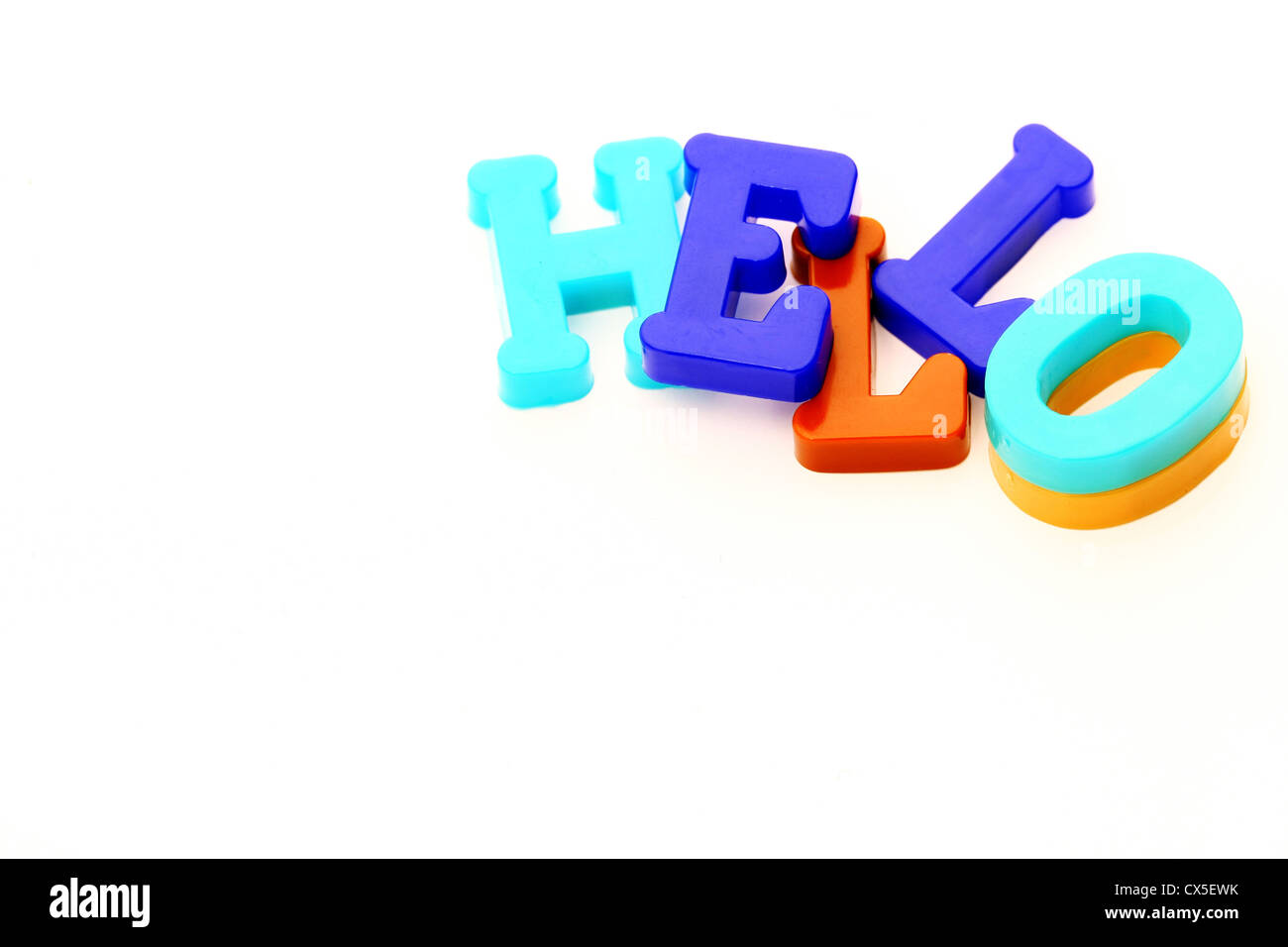 Close-up of letters. Hello word. Stock Photo