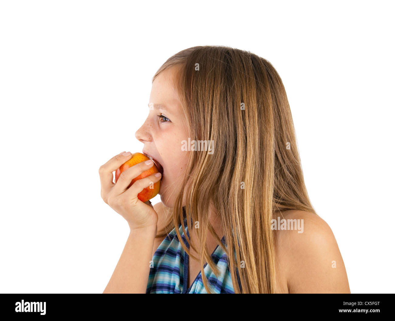 girl eating apple Stock Photo Alamy