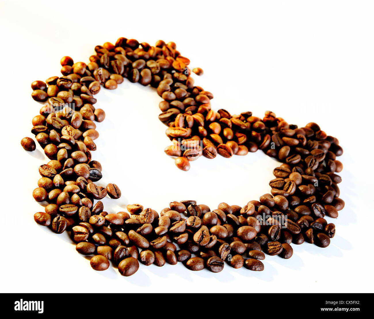 Heart made from coffee beans Stock Photo