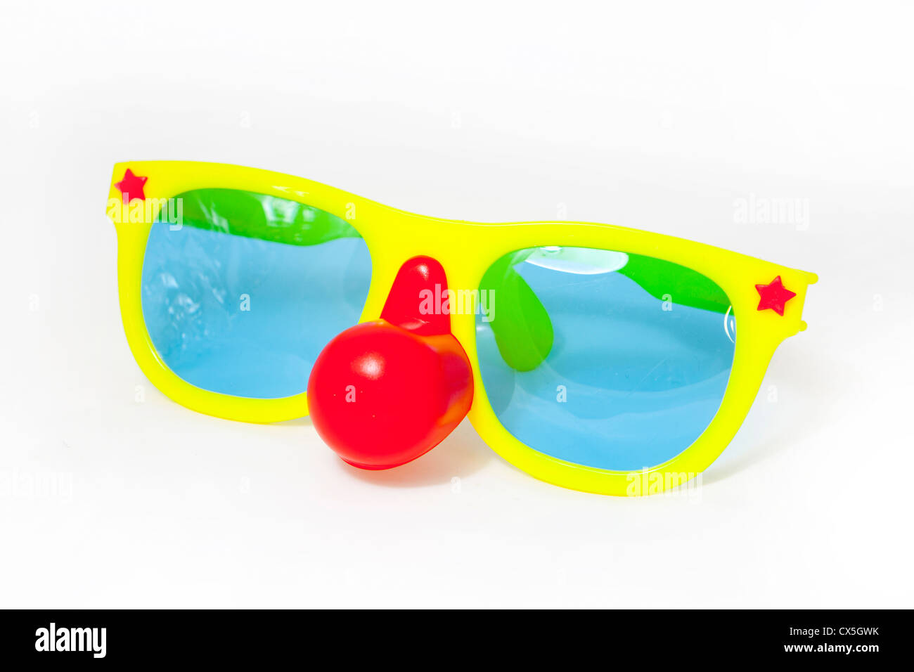 funny clown sunglasses for carnival celebration or parties Stock Photo
