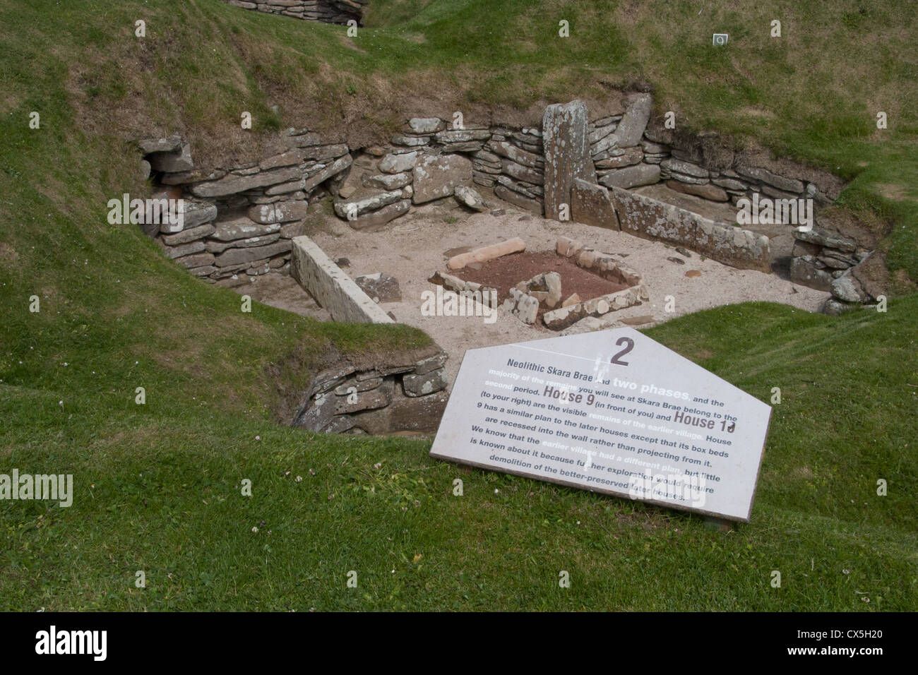 This is house number 9 in neolithic Skara Brae, Orkney Stock Photo