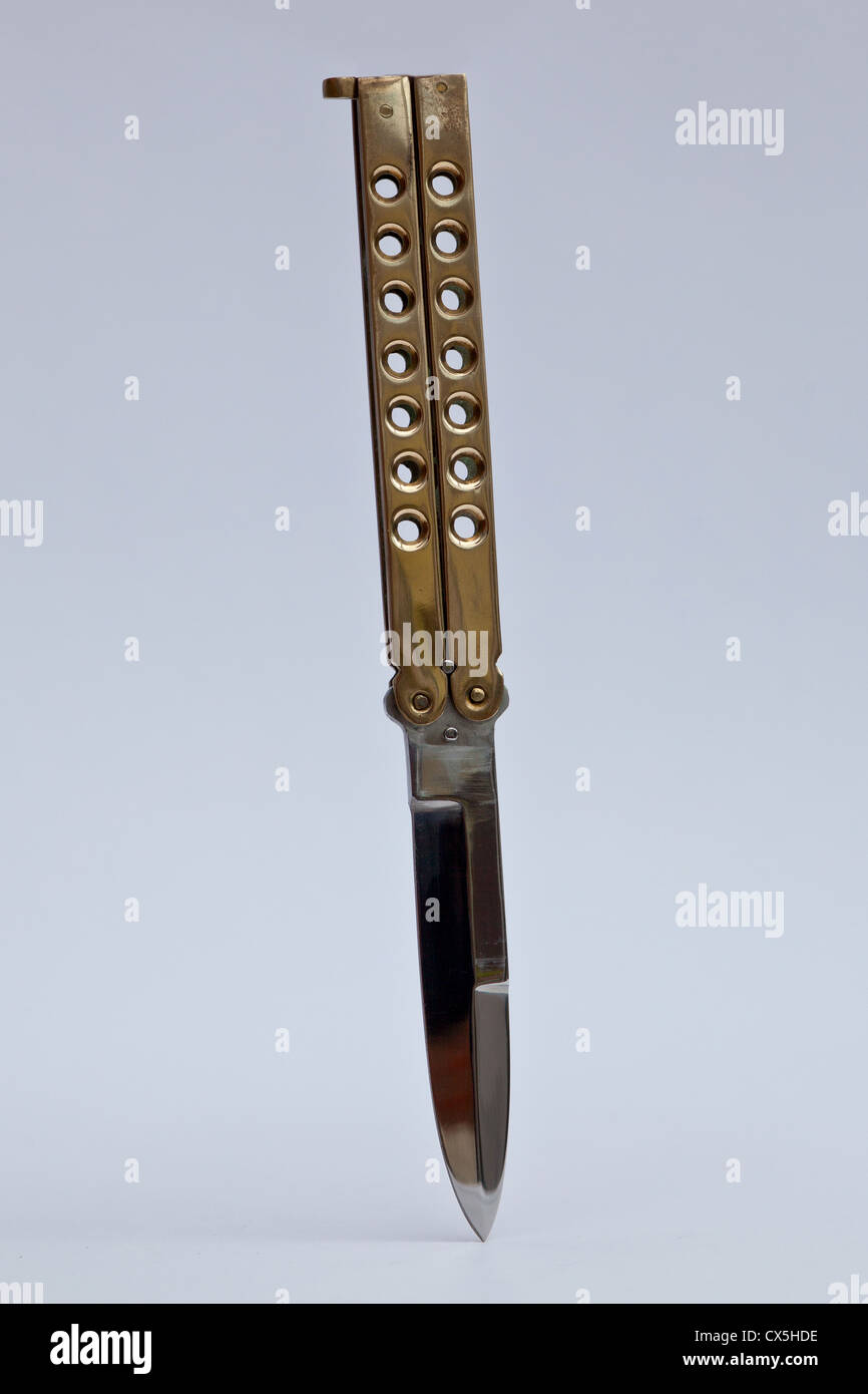 Butterfly Knife, weapon designed for fighting and stabbing Stock Photo