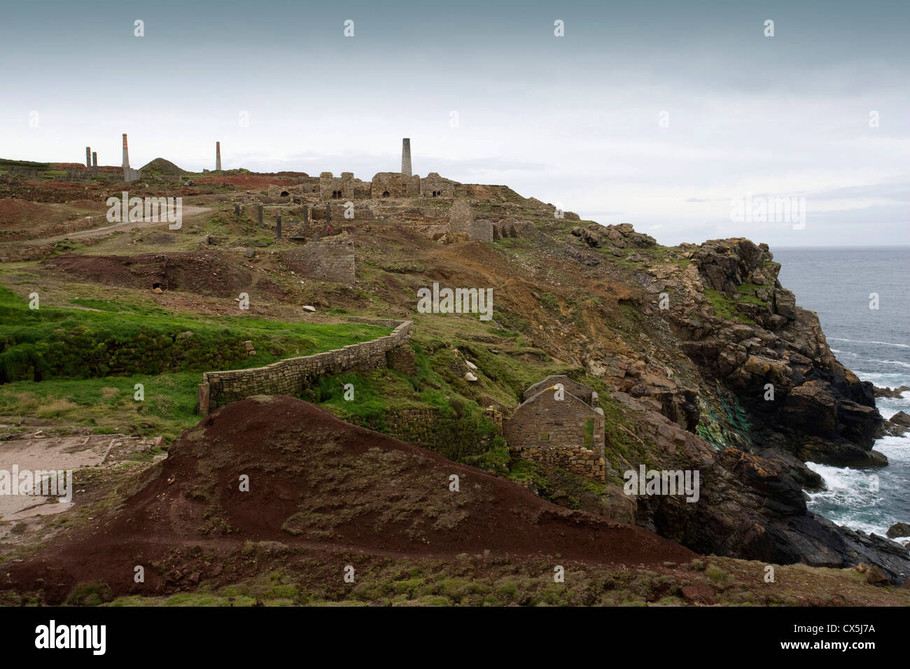 Tin Mines on North Cornwall Coast, Goonvrea Stock Photo Alamy