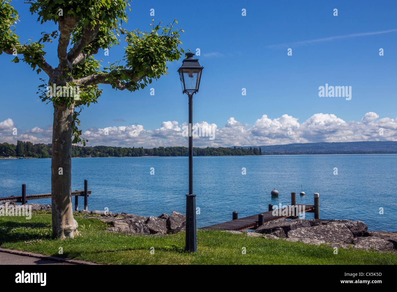 Lake Geneva (Lac Leman) at St Prex in the Vaud canton of Switzerland