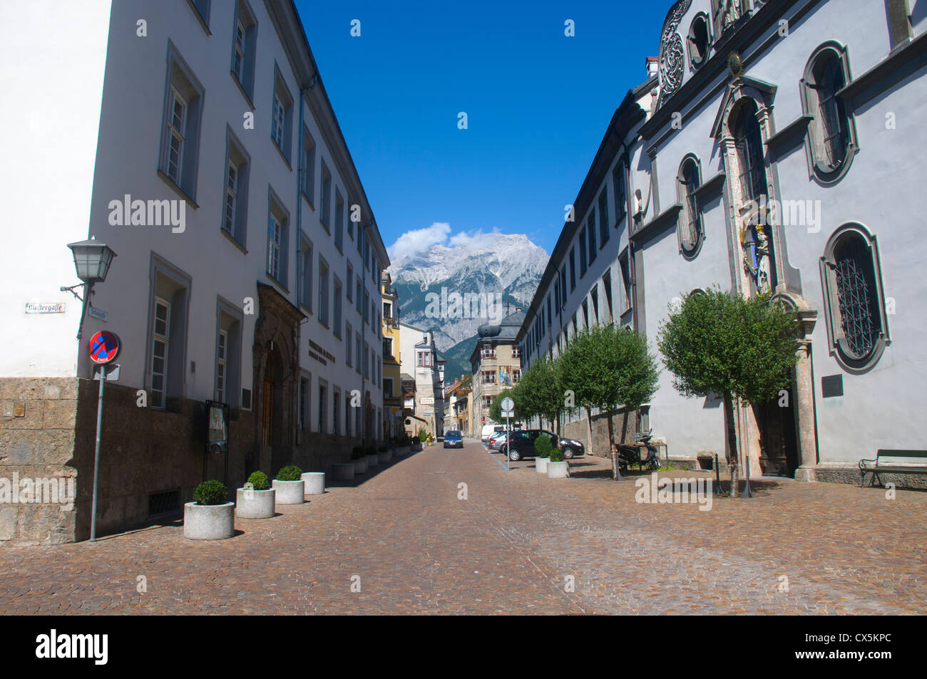 Austria, Hall in Tirol Mount Bettelwurf in the background. Stock Photo