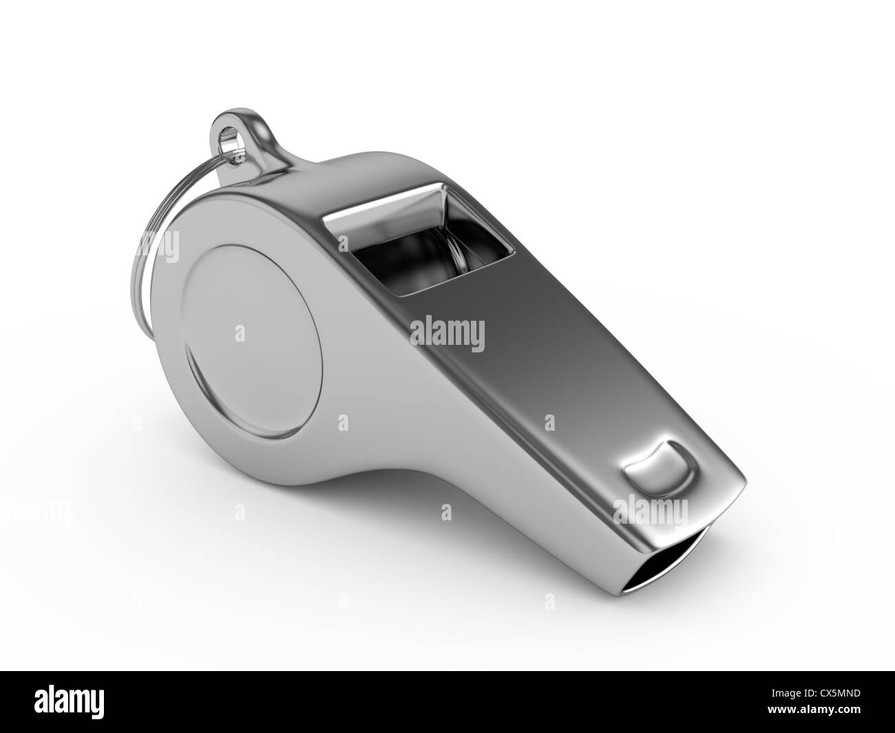 3d illustration of steel whistle over white background Stock Photo