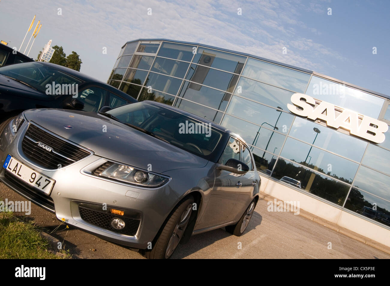 saab car cars dealer dealers dealership dealerships sweden swedish company new 95 Stock Photo