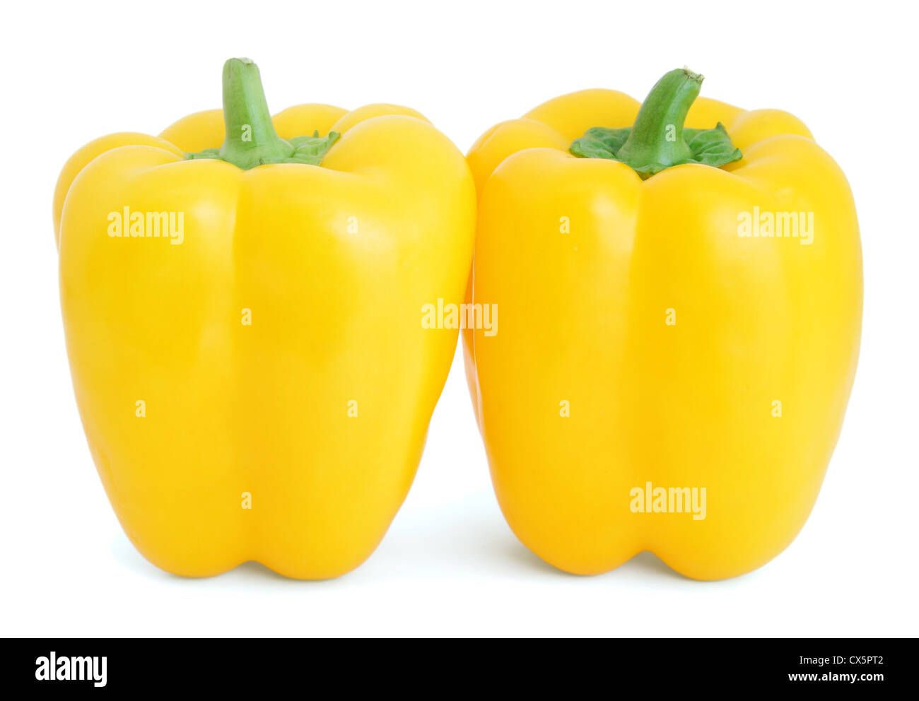 Fresh yellow bell peppers isolated on white background Stock Photo - Alamy
