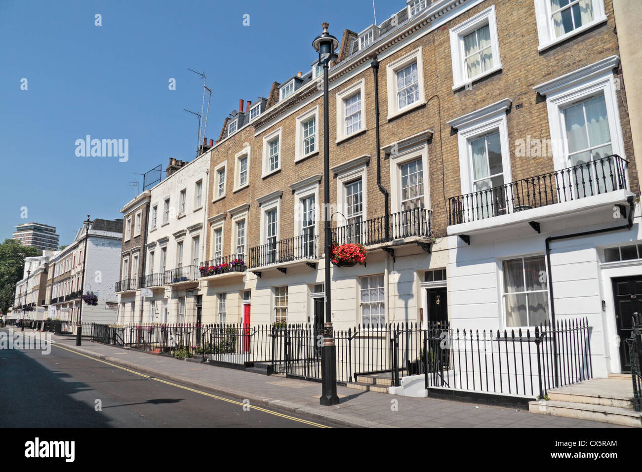 View down Warwick Way, in Pimlico, City of Westminster, London, UK. Stock Photo