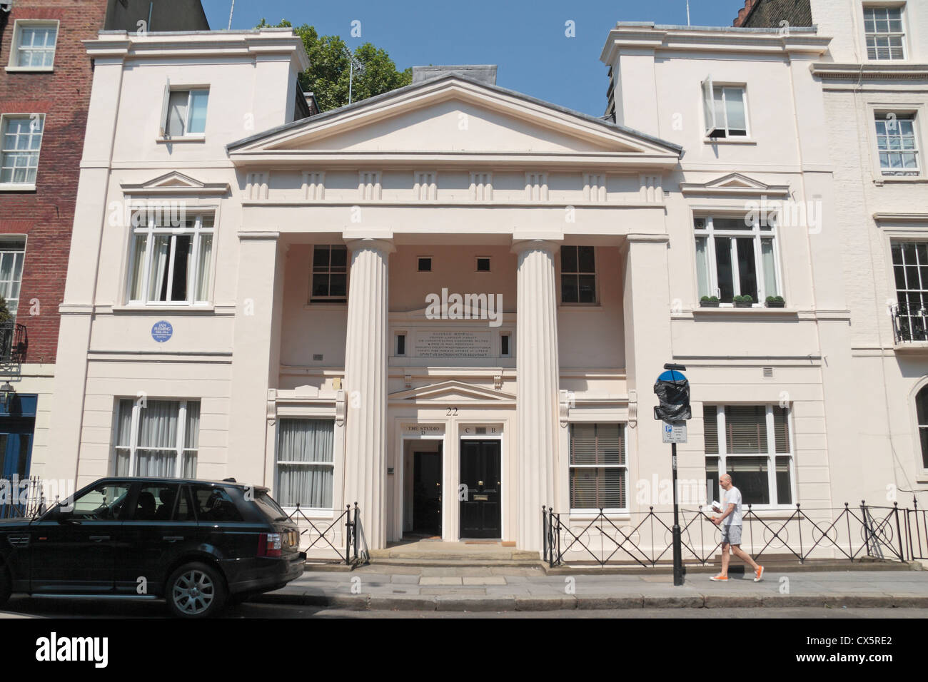 22 Ebury Street London SW1.  A former Baptist church converted into flats, also a former home of author, Ian Fleming. Stock Photo