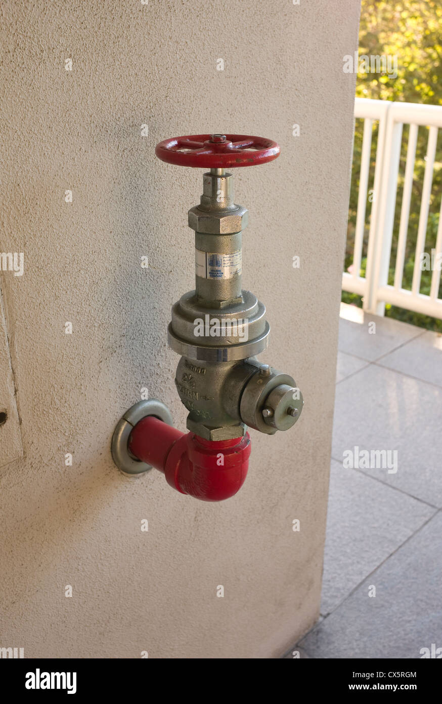 Valve/water hydrant at Two California Plaza, Grand South Avenue, Bunker Hill District, Los Angeles, California Stock Photo