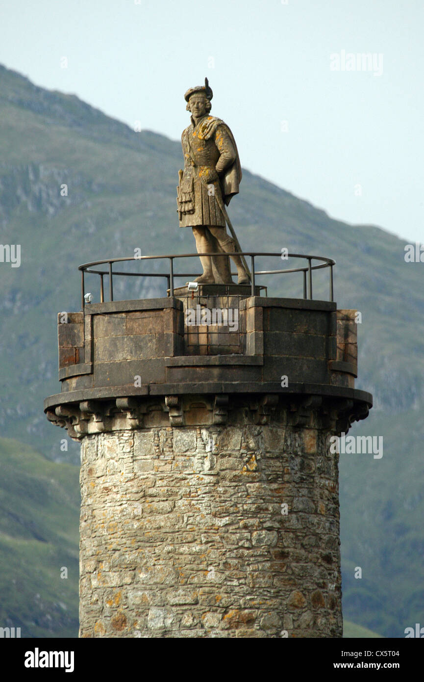 The famous Glenfinnan Monument at the head of Loch Shiel Scotland. Stock Photo