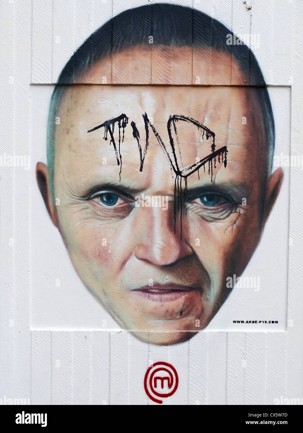 Mural of Anthony Hopkins on Stephenson Square in Northern Quarter Manchester UK Stock Photo