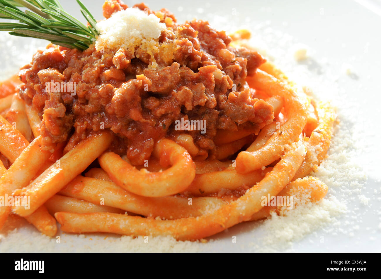 italian maccheroni with Bolognese sauce Stock Photo