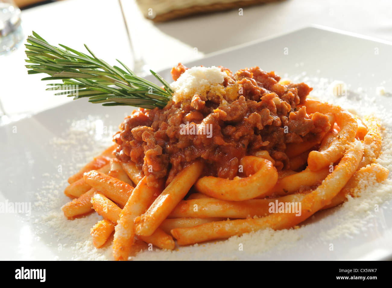 italian maccheroni with Bolognese sauce Stock Photo