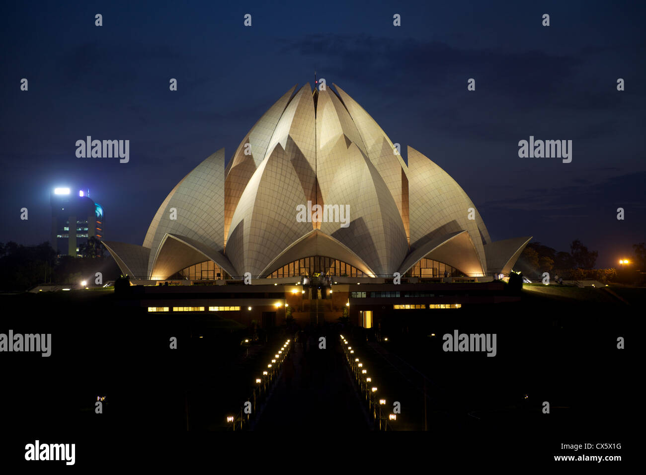 View of the Lotus temple at night, Delhi, India Stock Photo - Alamy