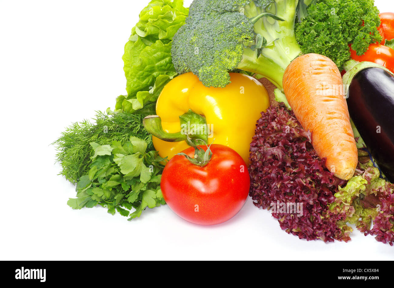 fresh vegetables on the white background Stock Photo - Alamy
