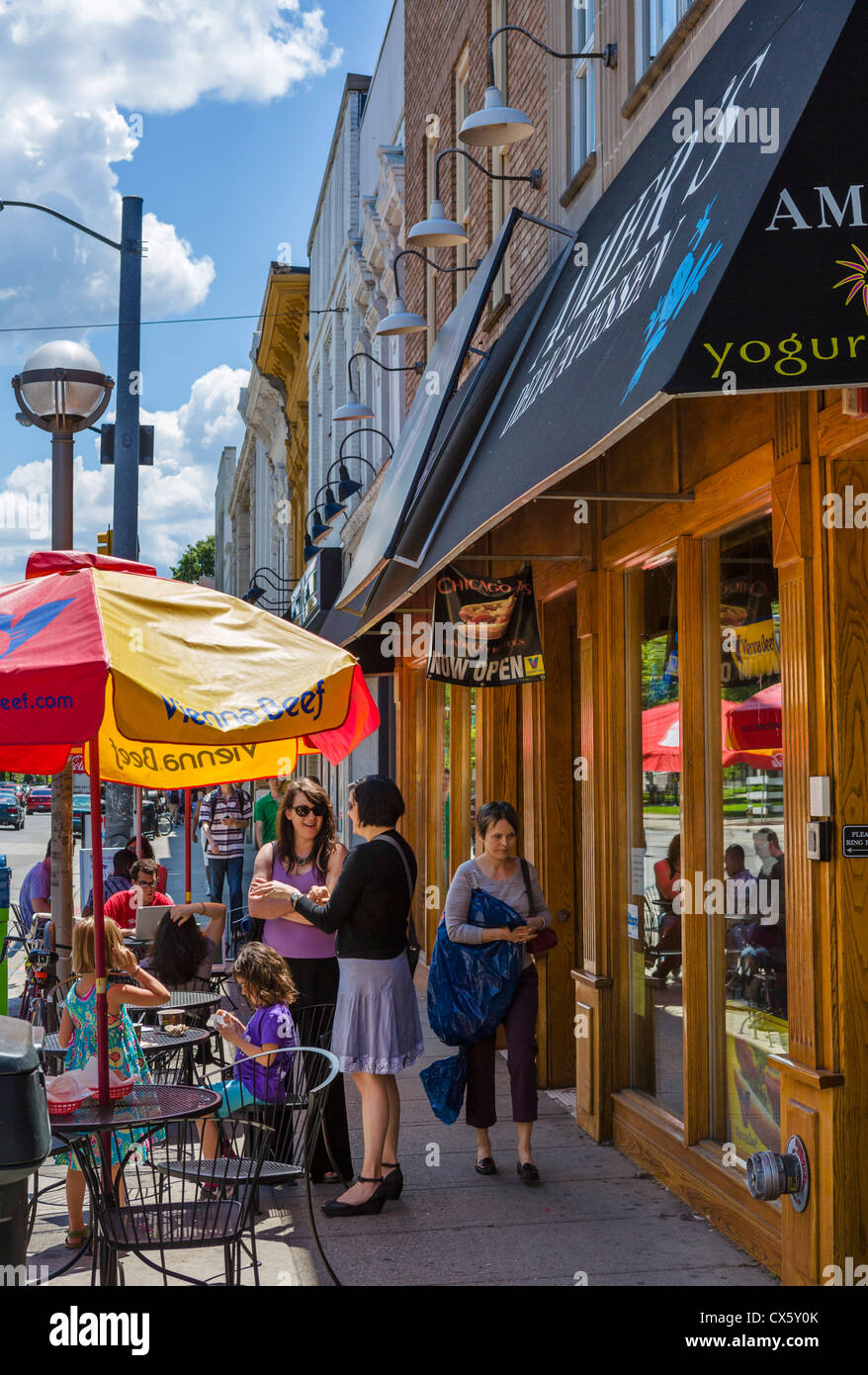 Sidewalk cafe on South State Street in downtown Ann Arbor, Michigan, USA Stock Photo