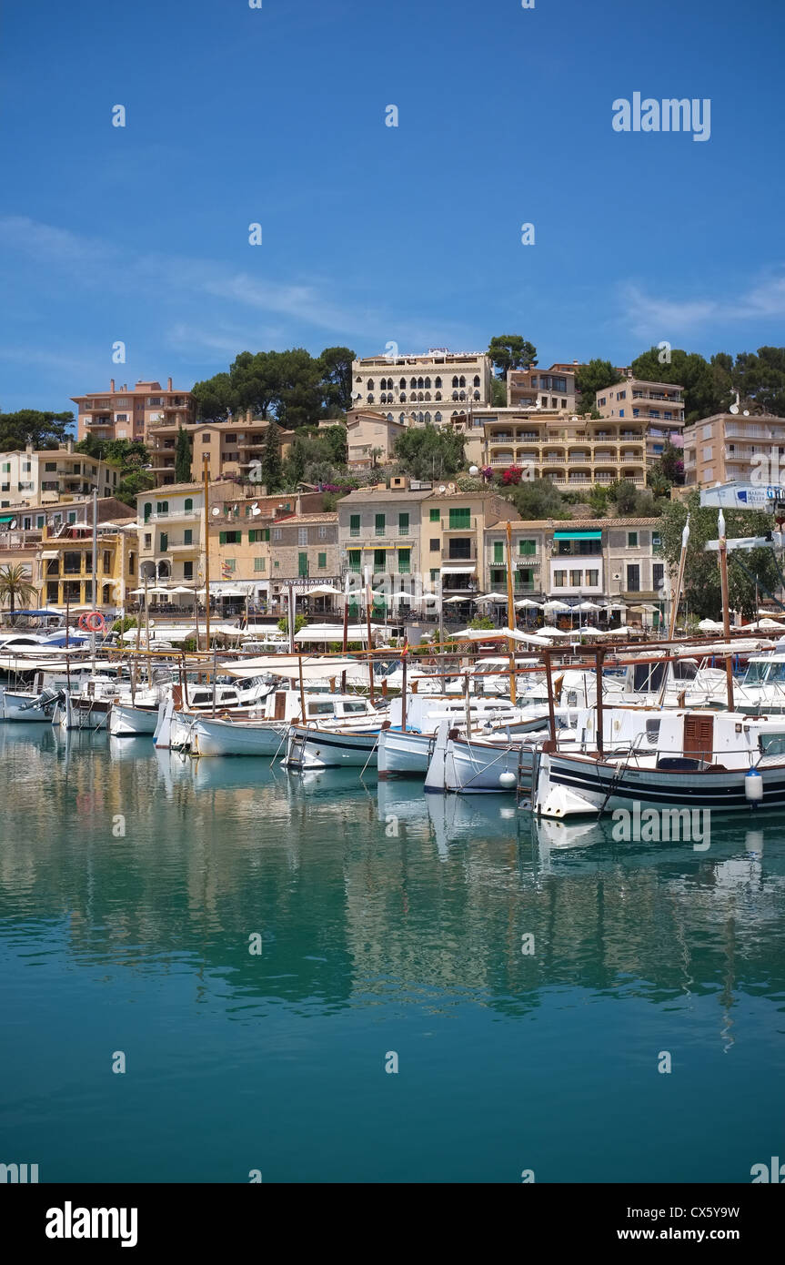 the fishing boats in the Marina of Port Soller majorca Stock Photo