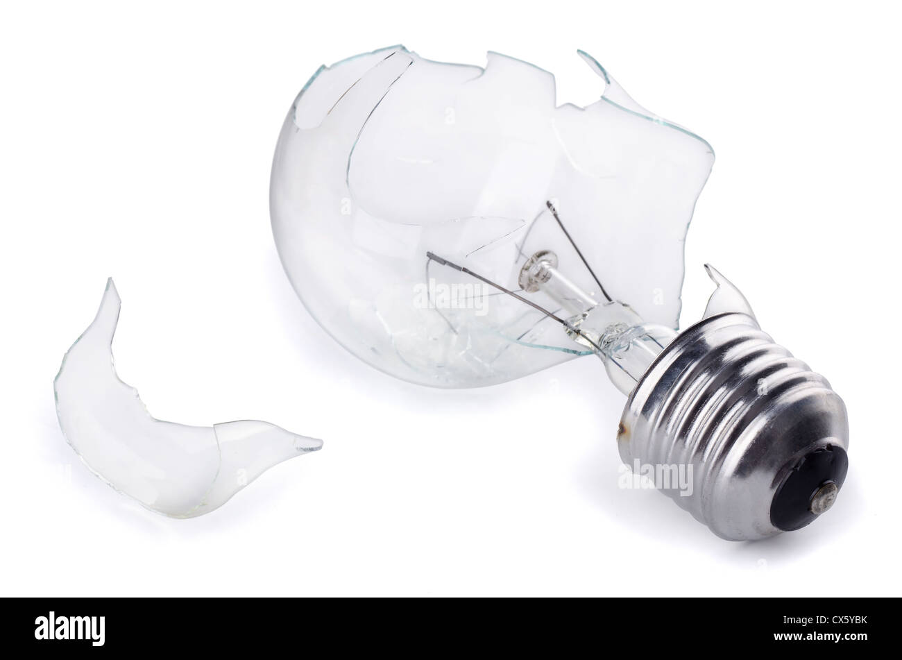 Broken light bulb isolated on white Stock Photo