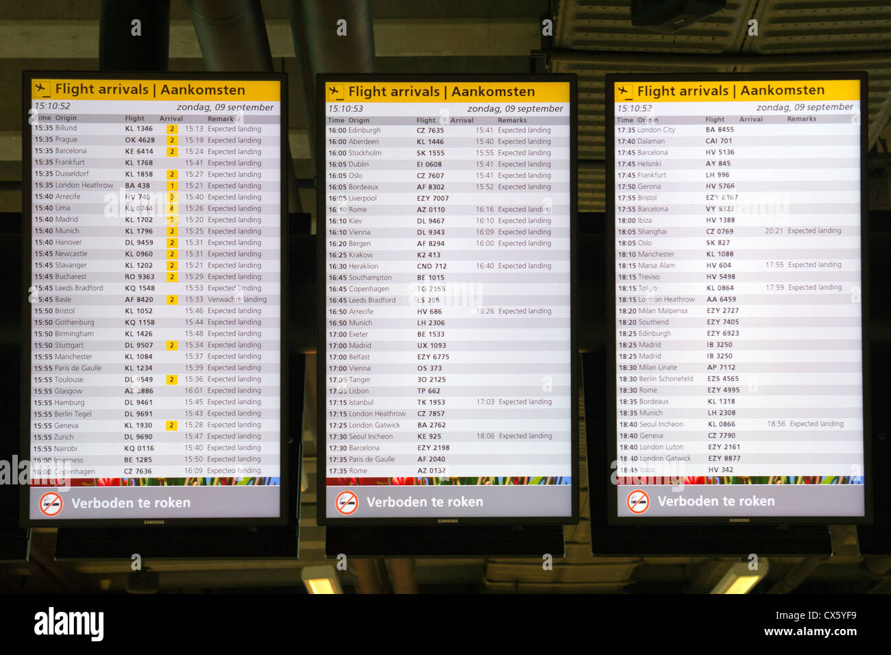 Airport information board Stock Photo