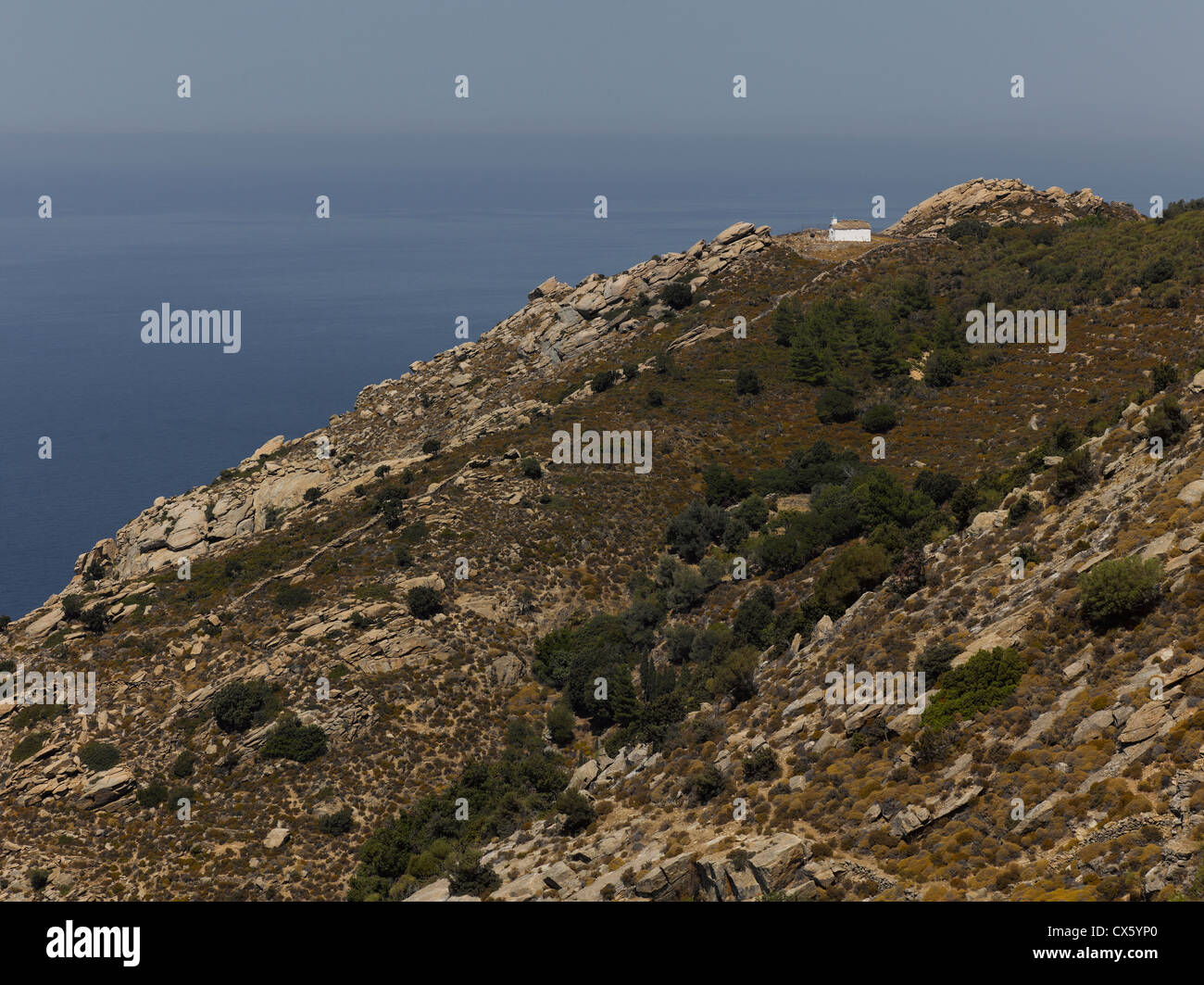 Church on mountainside, Ikaria island, Greece Stock Photo Alamy