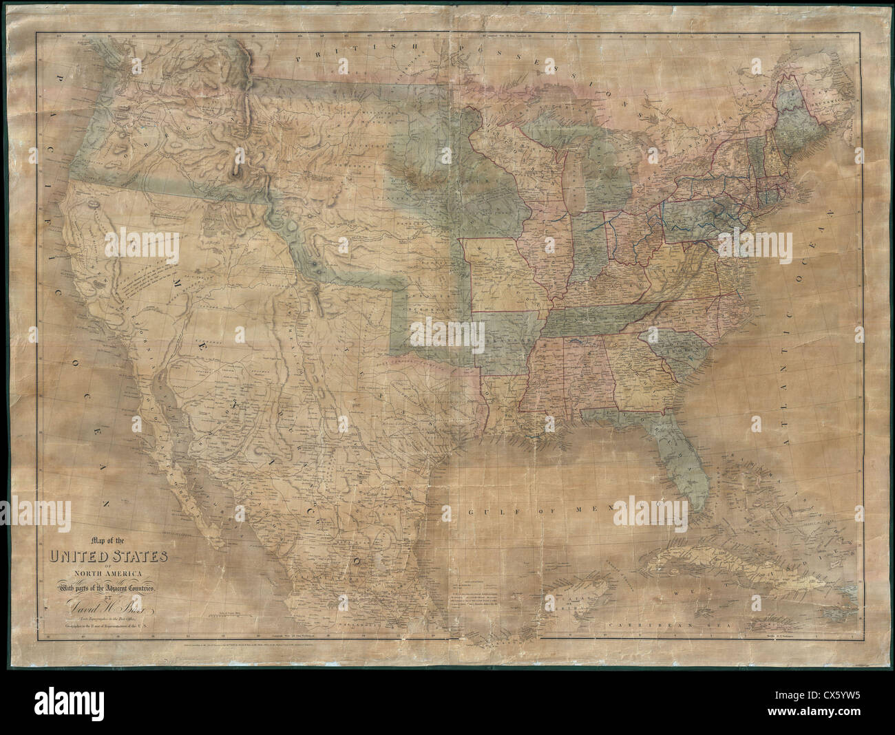 The 1839 Burr Wall Map of the United States is an antique map, marking ...