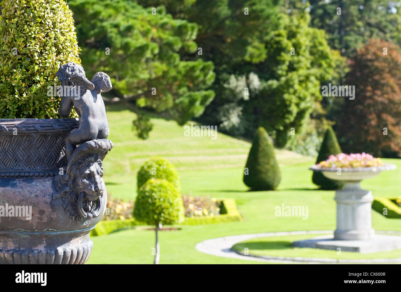 Flower vase with Cupid angel figure The Italian Gardens at
