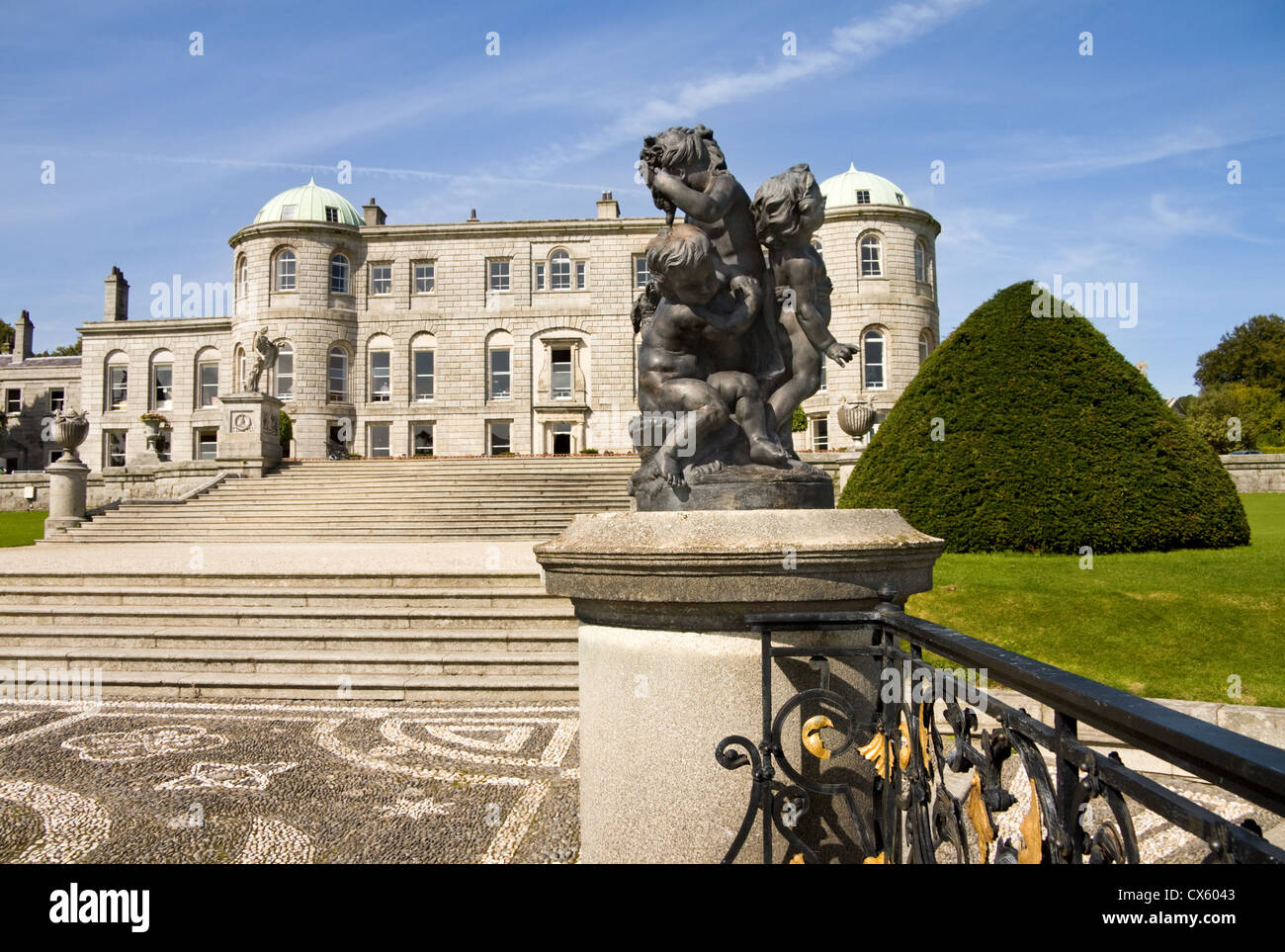 Powerscourt Mansion in county Wicklow, Ireland. Side view over the main