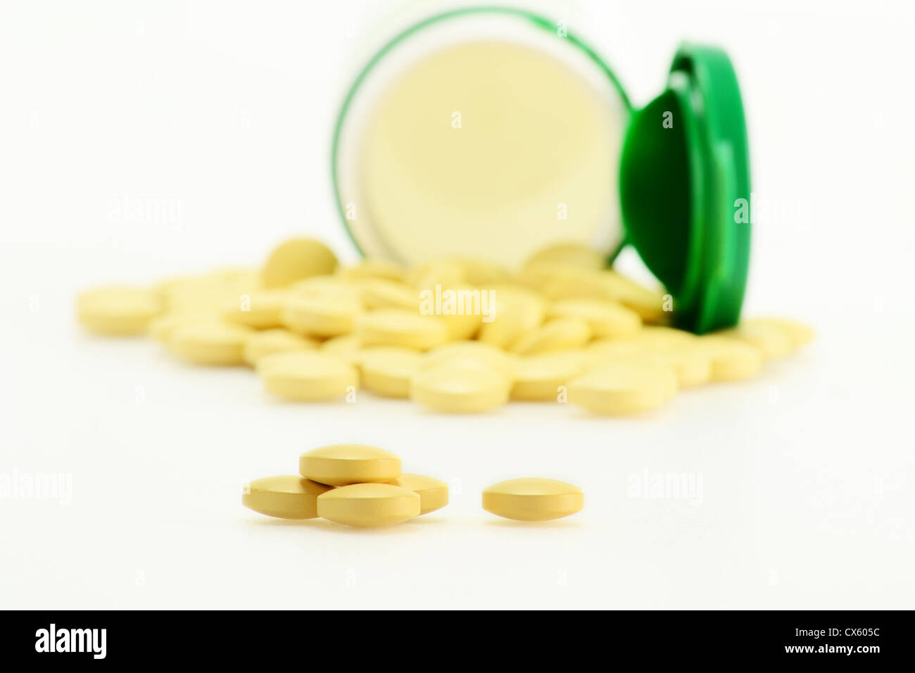 Composition with dietary supplement tablets Stock Photo