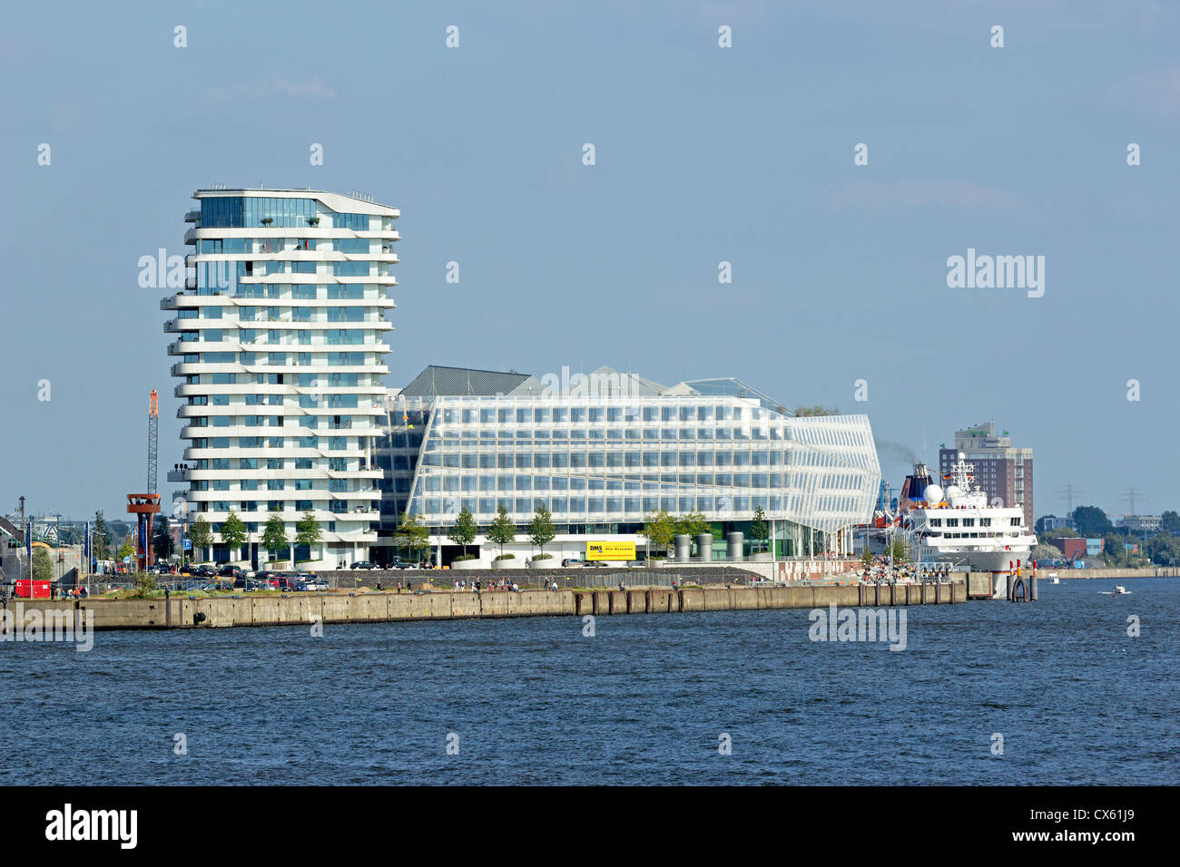 Marco Polo Tower and Unilever House, harbour, Hamburg, Germany Stock Photo
