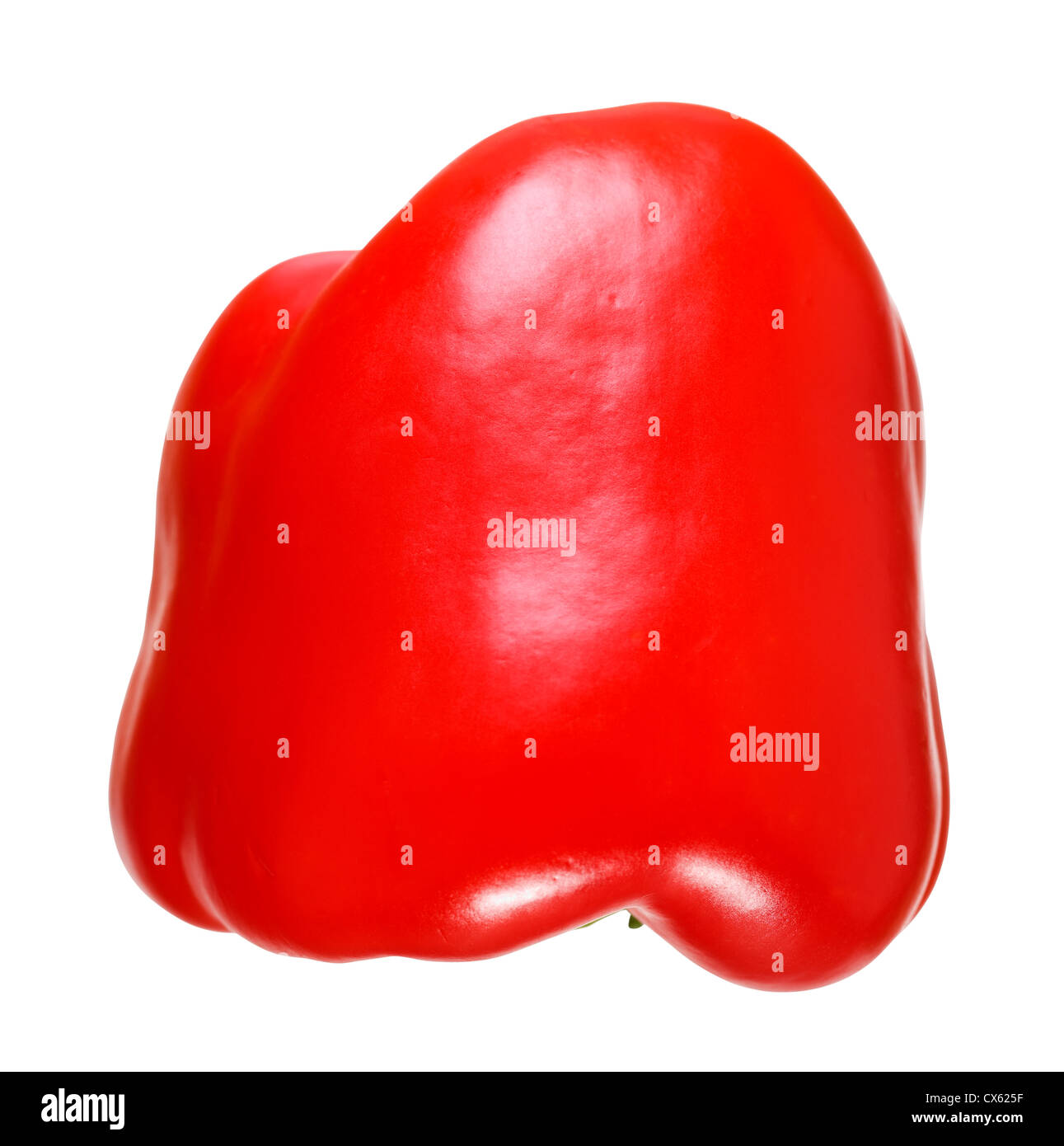 Close up of a red pepper isolated on white background, stitched Stock Photo