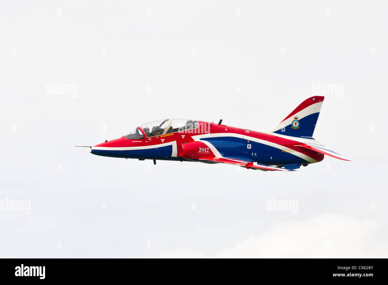 Red Arrows Hawk aircraft in RAF Benevolent Fund colours at Best of British Show, Cotswold (Kemble EGBP) Airport. JMH6093 Stock Photo