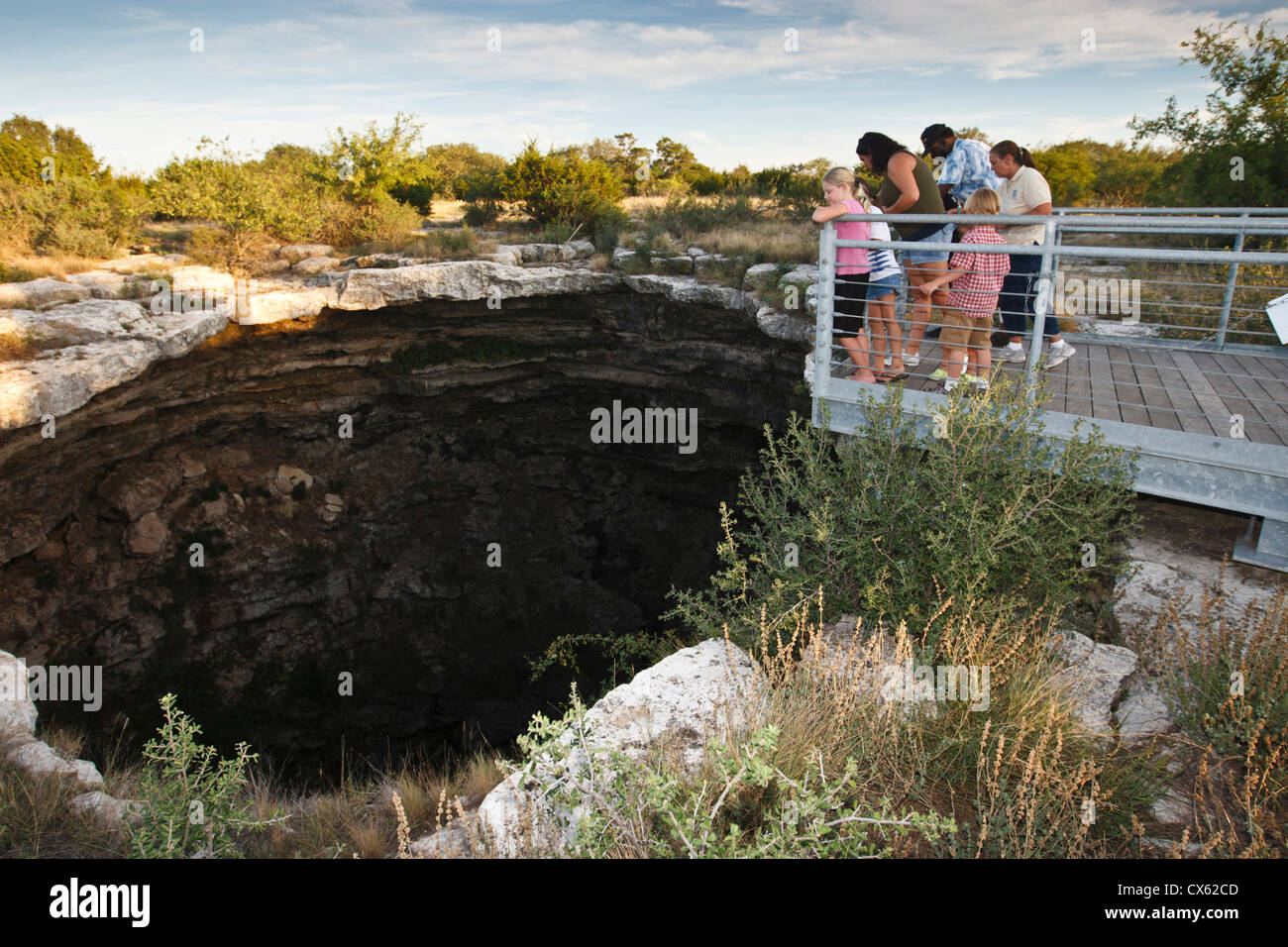 Tourists at Devil's Sinkhole State Natural Area, Rocksprings, Texas Stock Photo