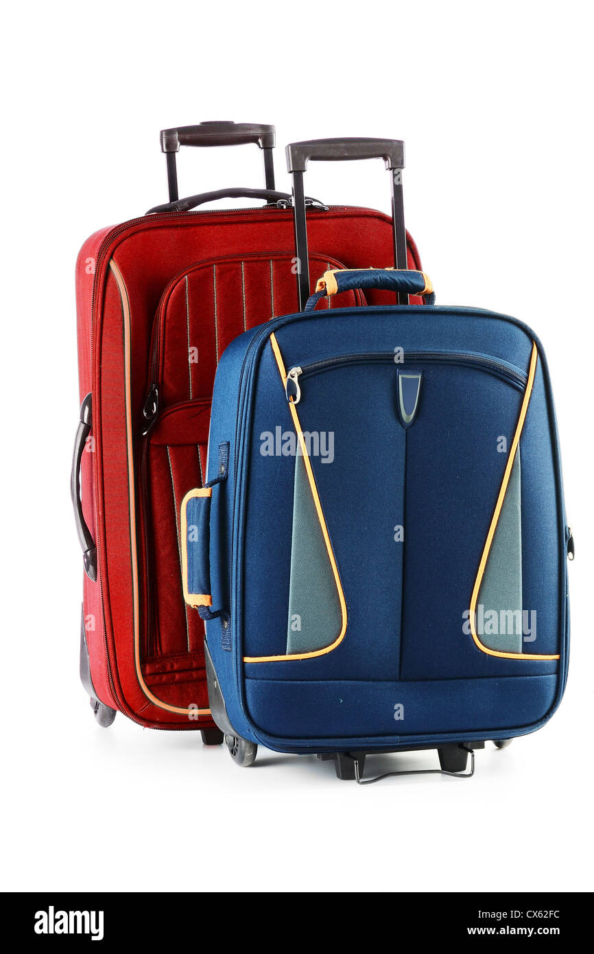 Luggage consisting of large suitcases isolated on white Stock Photo