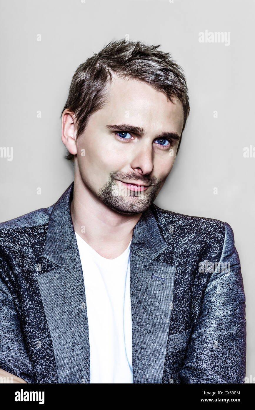 Paris, France - July 04, 2012: Portrait of the english rock group Muse lead vocalist Matthew Bellamy at Paris, France on july 4th, 2012 Stock Photo