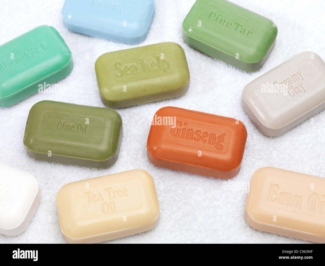 Soap bars with healthy natural ingredients, ginseng, aloe, pine tar