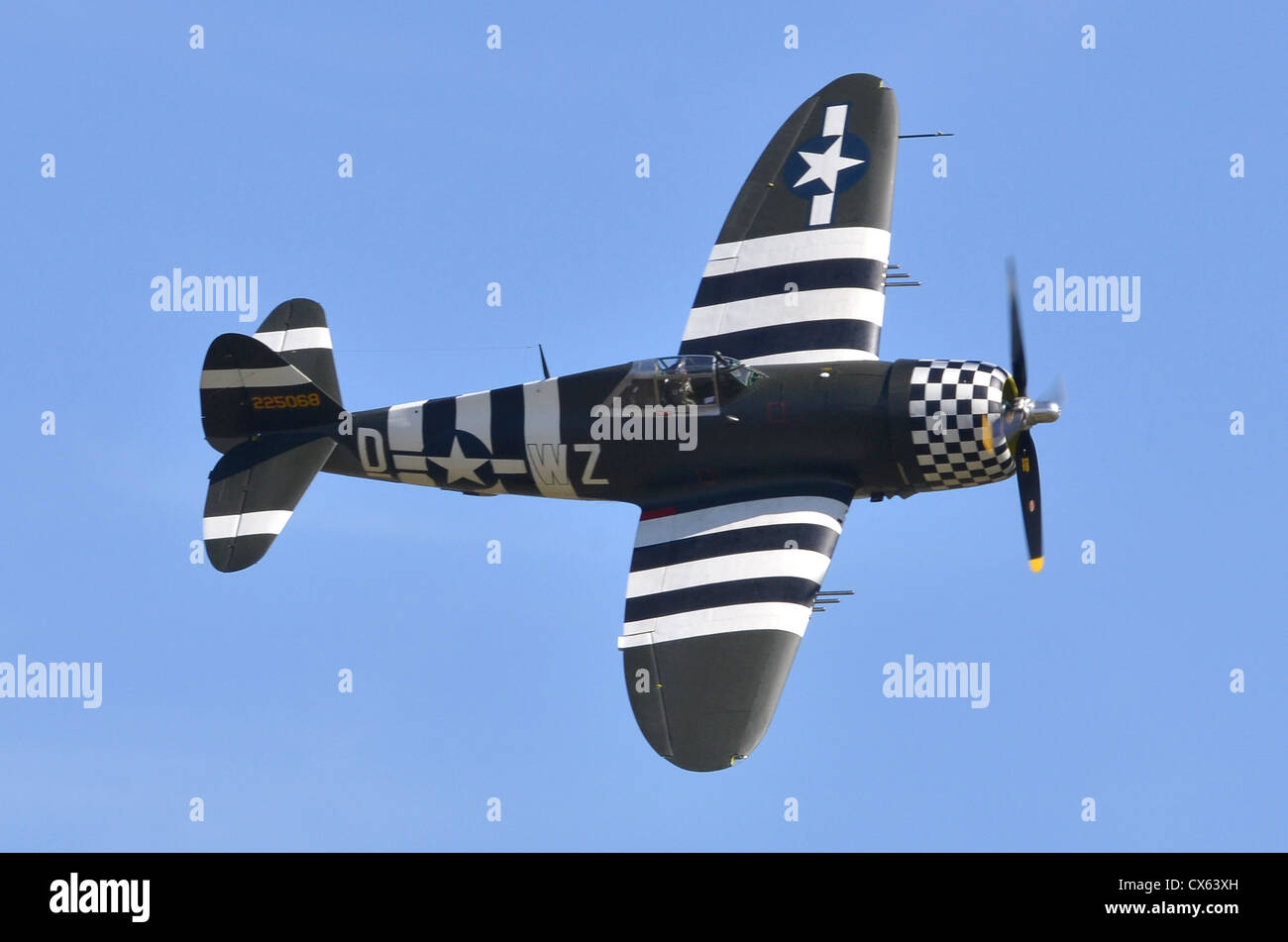 Republic P-47G Thunderbolt in USAAF markings displaying at Duxford Airshow 2012 Stock Photo