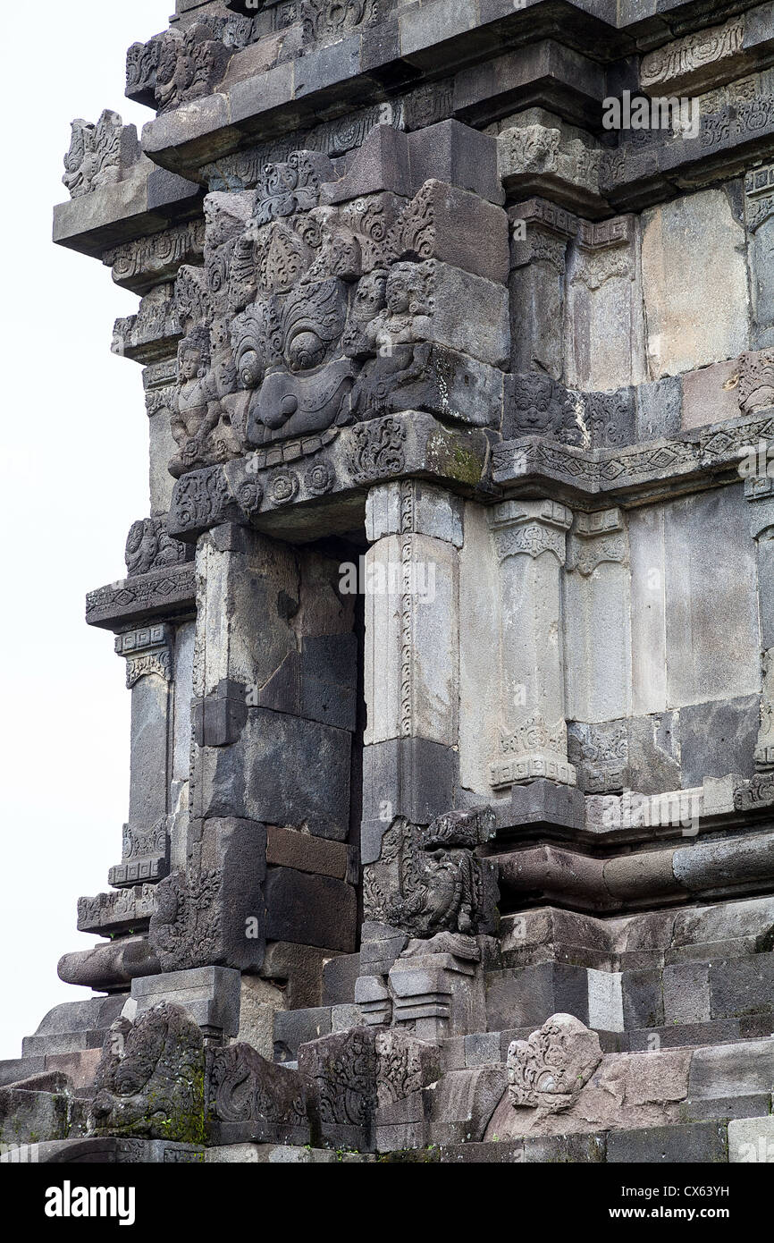 Detail of a Temple in the Temple Park of Prambanan in Indonesia Stock Photo