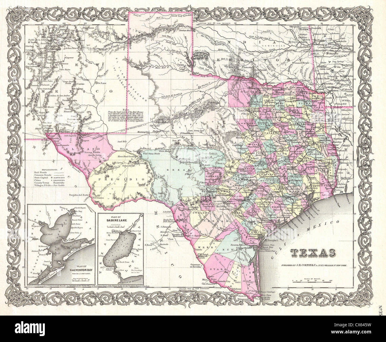 The 1855 Colton Map of Texas is an antique cartographic piece that ...