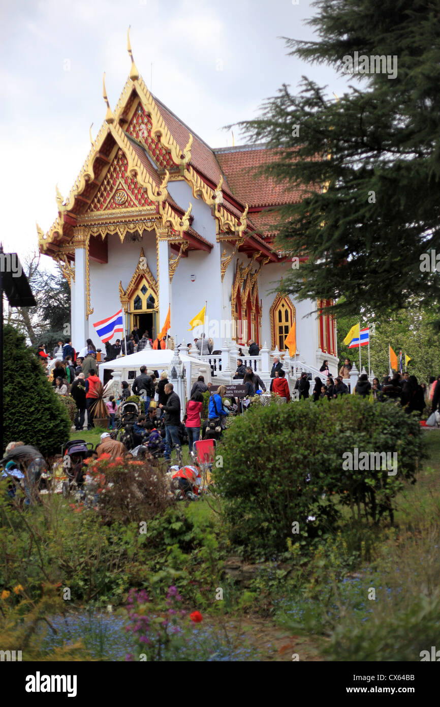 Buddhapadipa Temple in London during celebration of Thai new year (Songkran Day) Stock Photo
