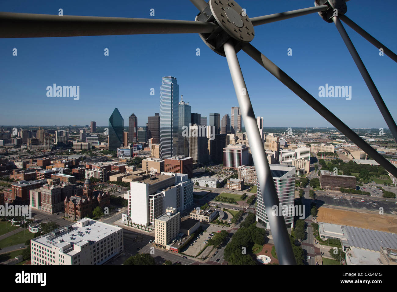 DOWNTOWN SKYLINE FROM REUNION TOWER OBSERVATION DECK DALLAS TEXAS USA ...