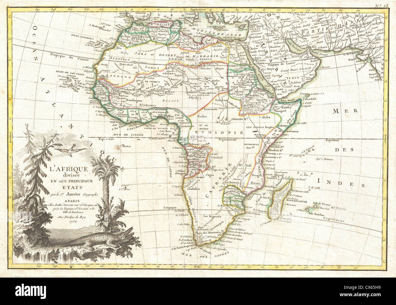 1762 Janvier Map of Africa Stock Photo