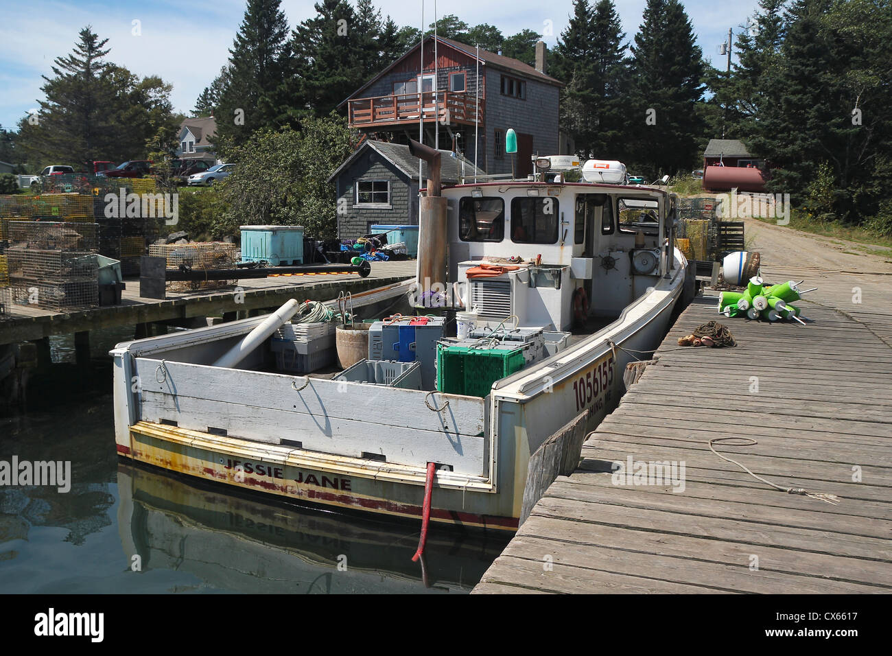 Lobster boat docked in Cushing, Maine Stock Photo Alamy