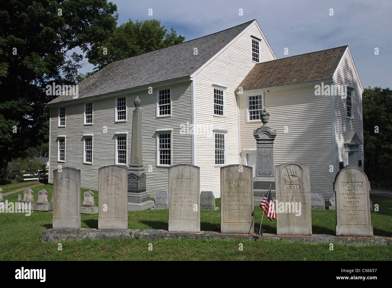 Gravestones at the German Lutheran Church, in Waldoboro, Maine Stock Photo